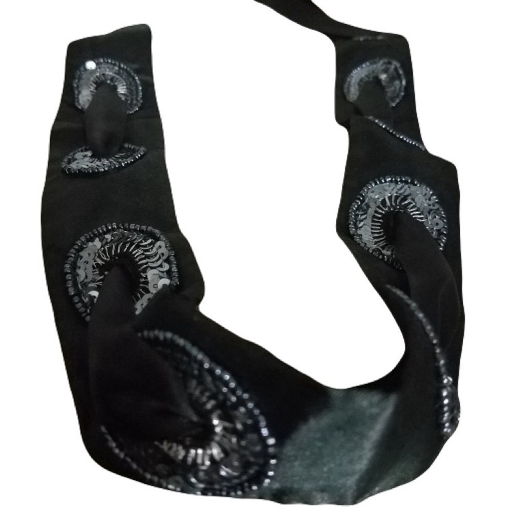 🎄Clearance 🎄Black Satin Belt with beads and sequins